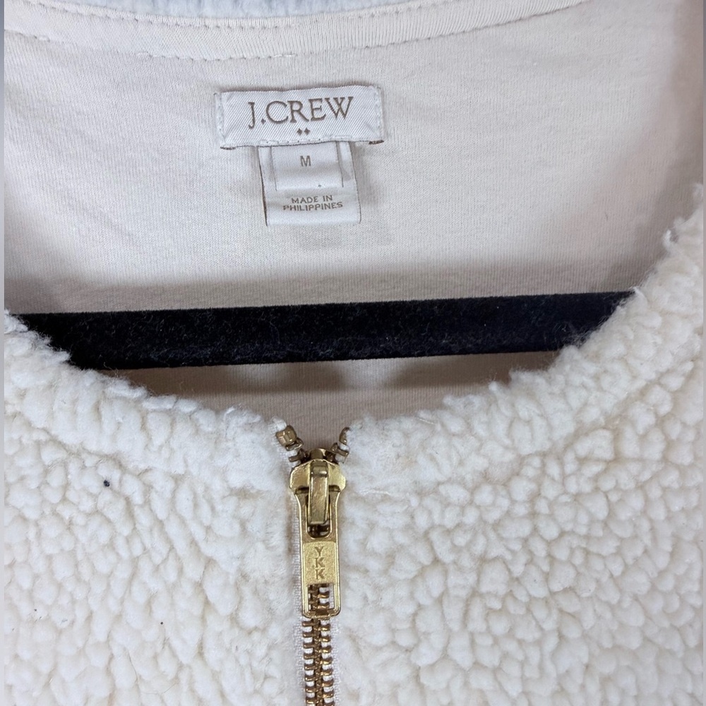 J.Crew Cream Sherpa Teddy Bear Jacket H4011 – Medium, EUC - Picture 3 of 6
